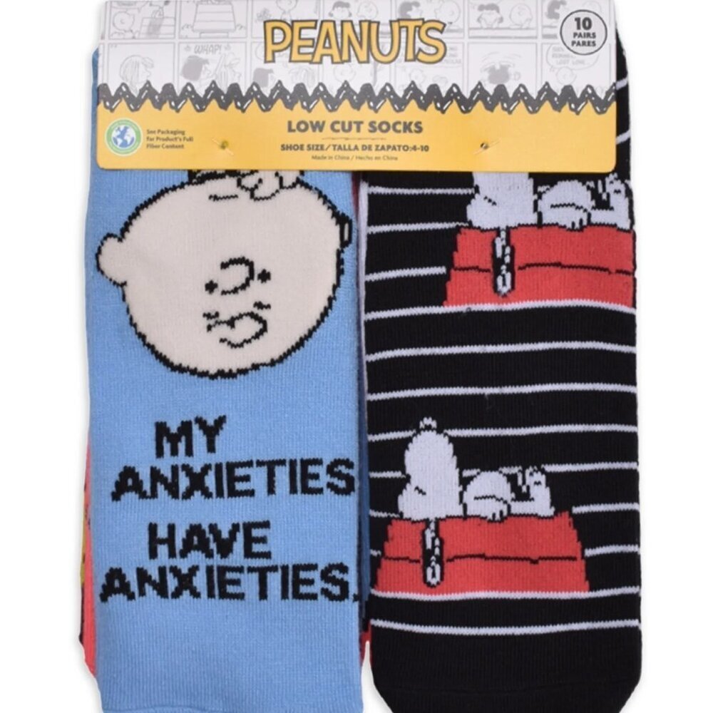 Peanuts unisex 10 Pack Low Cut Socks Snoopy Charlie Brown Size 4-10 NWT